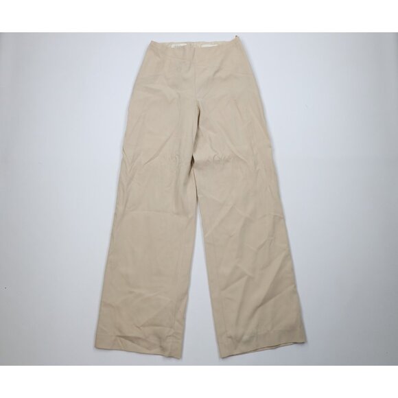 Vintage Escada Womens 38 Lined Wool Knit Flared Wide Leg Pants Trousers Beige - Picture 1 of 13